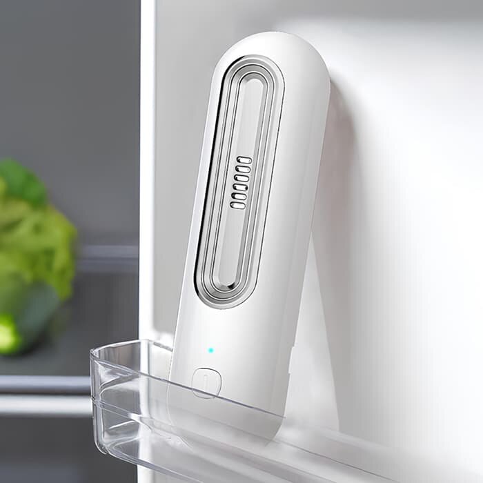 Ozoori standing in a fridge door compartment